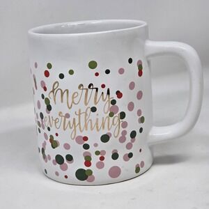 Pier 1 Christmas Holiday Coffee Tea Mug- "Merry Everything" Confetti 20oz